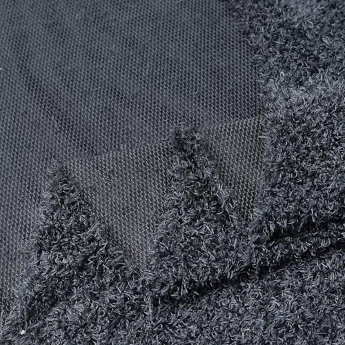 Surf turtle Charcoal Black Curly Teddy Fleece Faux Fur Fabric 36" x 59" - color: Charcoal Black, size: 36 x 59 inches