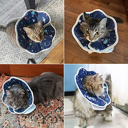 Soft Cat Cone, Adjustable Recovery Collar After Surgery to Prevent Licking Wound, Protective Cat Neck Cone, Comfortable Pet Elizabethan Collar for Cats Kittens and Puppies (S) - size: S (Neck: 4.8-8.7 in)