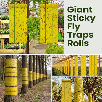 Qualirey 5 Pcs Giant Flypaper Fly Traps, 295ft Sticky Yellow - color: Yellow and Green