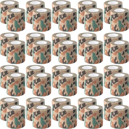 Treela 48 Pack Self Adhesive Wrap Bandage, Green Camo, 2 Inches x 5 Yards - color: Green Camo, size: 2 Inch X 5 Yards