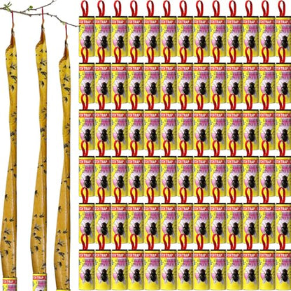 Qualirey 80 Pack Fly Strips Sticky Fly Trap Indoor Outdoor Hanging Fly Ribbon Tape Paper Flying Insect Trap Gnat Killer Traps for Fruit Flies, Bug, Insect, Pest (Yellow) - color: Yellow
