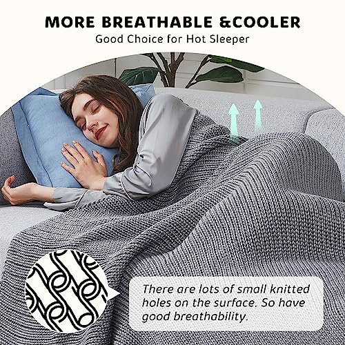 L'AGRATY Knitted Weighted Blanket 60"x80" 15lbs for Adults Cooling - color: Light Grey, size: 60" x 80" | 15 lbs