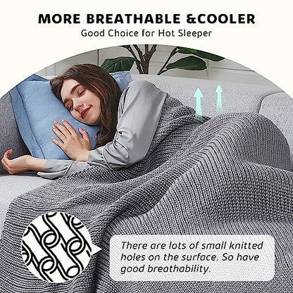 L'AGRATY Knitted Weighted Blanket 60"x80" 20lbs for Adults Cooling - color: Light Grey, size: 60" x 80" | 20 lbs