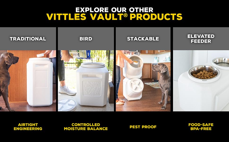 Vittles Vault Airtight Pet Food Storage Container + Scoop, Fits Up to 35lbs - size: 35 Pounds