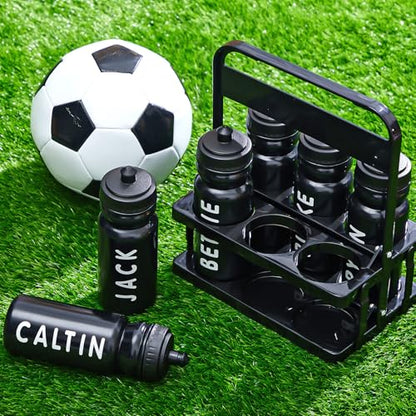 Suclain Squeeze Water Bottles with Carrier, 14 Pcs, Black - color: Black
