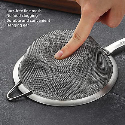 Stainless Steel Fine Mesh Strainers for Kitchen, Colander-Skimmer with Handle, Sieve Sifters for Food, Tea, Rice, Oil, Noodles, Fruits, Vegetable 4.73 inch - size: 4.73 inch