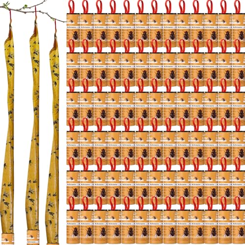Qualirey 80 Pack Fly Strips Sticky Fly Trap Indoor Outdoor Hanging Ribbon Tape Paper Flying Insect Trap Gnat Killer Traps Catcher for Fruit Flies, Bug, Insect, Pest (Orange) - color: Orange