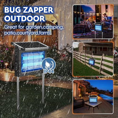 PhatroyYee Solar Bug Zapper, 4500V Mosquito Killer Electric Fly Zapper - color: Black&Sliver