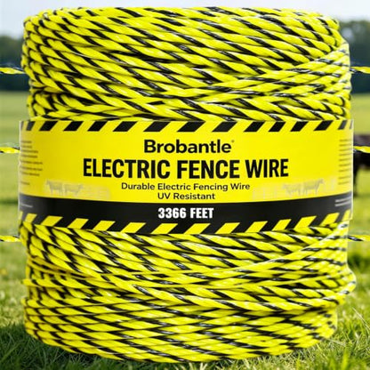 Upgraded Electric Fence Wire 3366FT, 1/8" Electric Fence Polywire for Portable Livestock Fencing,6 Stainless Steel Strands for Reliable Conductivity and Corrosion Resistant - size: 3366FT