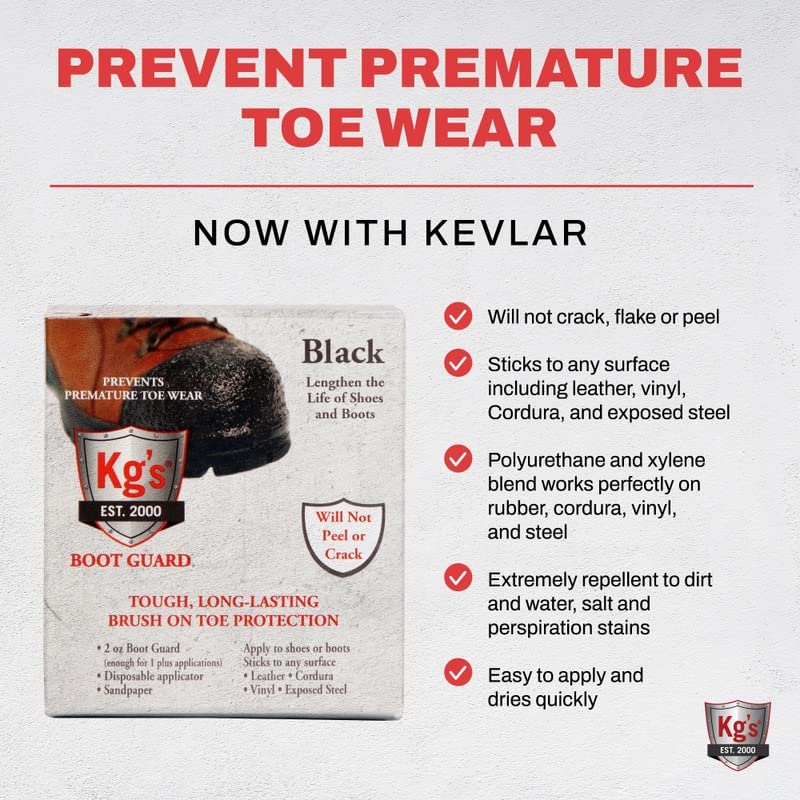 Kg's Boot Guard Brush On Toe Protection – Brush On Liquid for Tough, Long-Lasting Safety Protection on Boots - color: Black, style: 2 Ounces