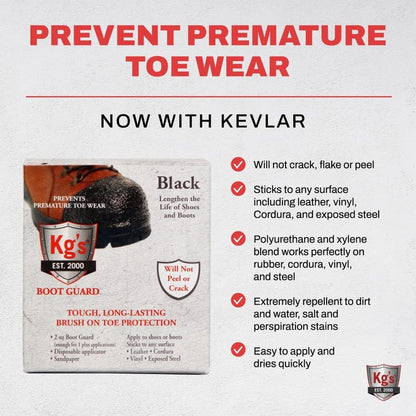 Kg's Boot Guard Brush On Toe Protection – Brush On Liquid for Tough, Long-Lasting Safety Protection on Boots - color: Black, style: 2 Ounces
