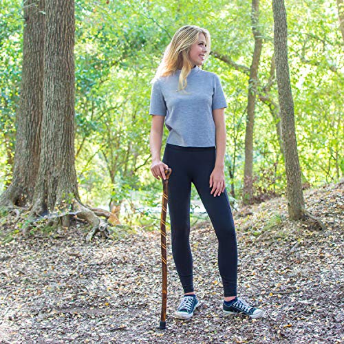 RMS Wood Cane - 36 Inch Natural Wood Walking Stick - Handcrafted Wooden Offset Canes and Walking Canes for Men or Women - color: Spiral
