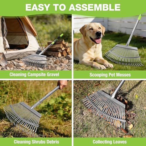 WORKPRO Rakes, Small Leaf Rake with 73” Adjustable Long Handle - size: 25 TINE