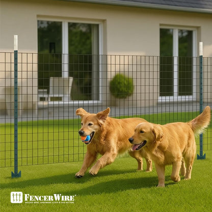 Fencer Wire 12.5-Gauge 5 ft. x 100 ft. Galvanized Welded Fence Wire Roll with 15 pcs 7 ft T-Posts, Farm & Garden Fencing Kit