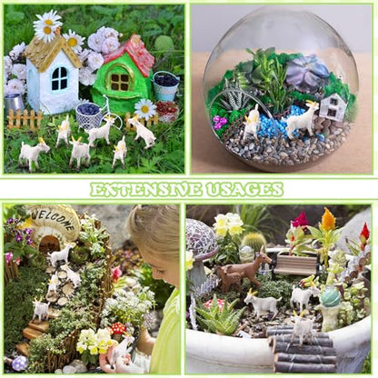 Foilswirl 50 Pcs Mini Goat Figurines Miniature Resin Farm Animal Figurines Set for Decorating Outdoor Micro Landscape Mini Gardens Potted Plant Accessories and Creative DIY Props Cake Topper (Goat)
