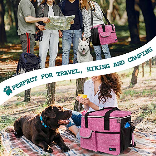 PetAmi Dog Travel Bag Organizer, Pet Supplies Tote Diaper Bag, Pink Medium - color: Pink, size: Medium - 14.5"L x 8"W x 12.0"H