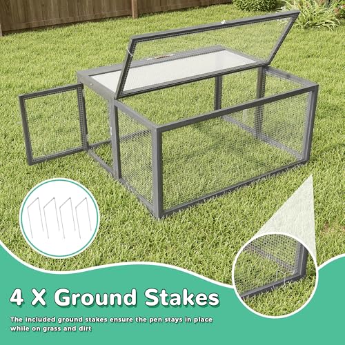 COZIWOW Chicken Coop Run Rabbit Hutch Portable Chicken Cage Pens, Gray - color: Grey