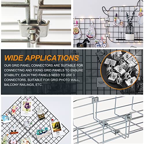 Stainless Steel Gridwall Joining Clip Connectors - 30 Sets, Panel Joining Clips, Wall Clamps for Grid Panels