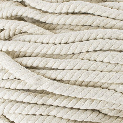 Super Soft 3 Strand Twisted Cotton Rope (Natural, 1/2 Inch x 10 Feet) - color: White, size: 10 Feet X 1/2 Inch