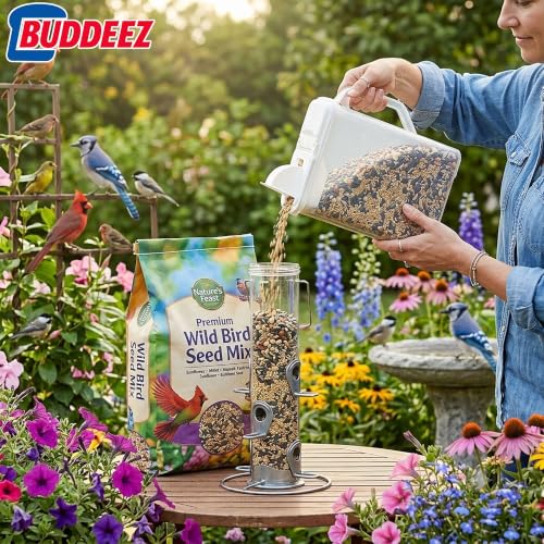 Buddeez Bulk Food Storage Container 8 Quart All Purpose Clear (White Lid)