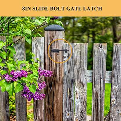 10in Slide Bolt Gate Latch 304 Stainless Steel Barrel Bolt Latch Heavy Duty Door Security Lock Thickened Door Latches Hardware with Mounting Screws for Barn Fence Shed Basement - color: 10in Black