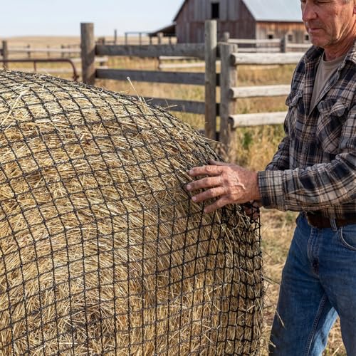 Slow Hay Net Feeder for Horses and Livestock,Round Bale Hay Nets with 2 Inch Hole Slow Feeder Hays Rounds Bales for Slow Feeding（6X6