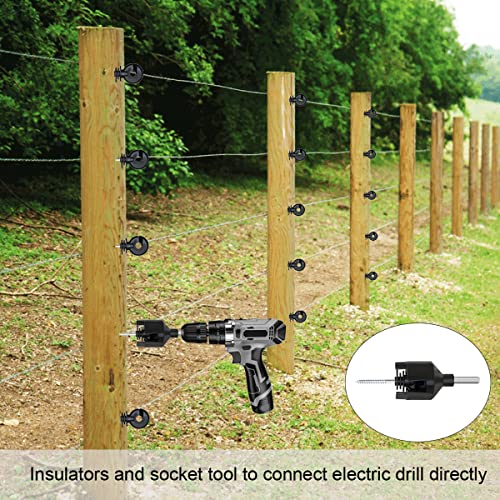 656 Feet Electric Fence Polywire & 50 Pcs Electric Fence Insulator, Portable Electric Fencing Poly Wire Rope Line 6 Steel Strands for Reliable Conductivity & Rust Resistance - size: 656 Ft + 50 Pcs Insulators