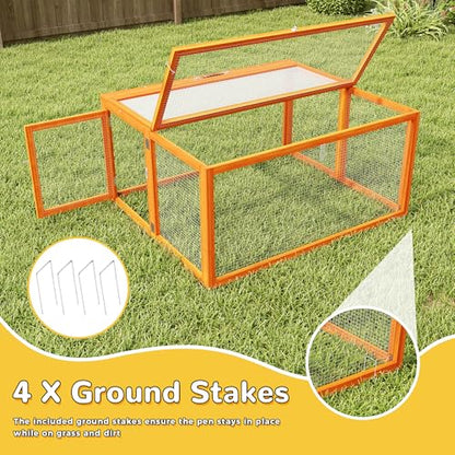 COZIWOW Chicken Coop Run Portable Chicken Cage Pens Rabbit Hutch, Orange - color: Orange