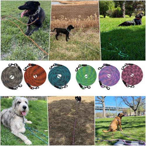 BTINESFUL Dog Tie Out Long Tether Rope Dog Lead for Yard 8/12/20/30/50/75ft - color: Blue Black, size: 12 Foot