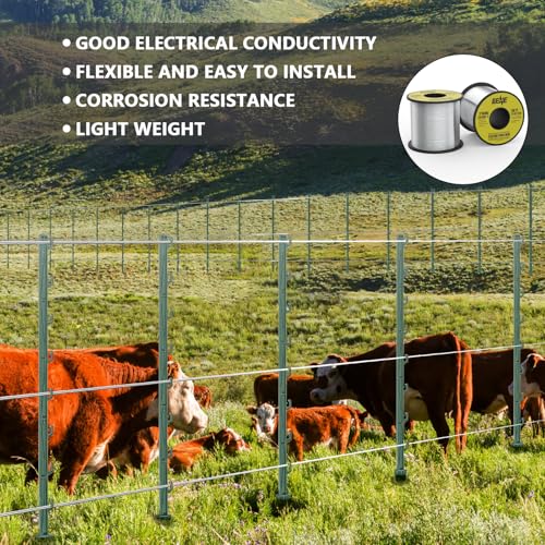 8 Pack 250 ft 17 Gauge Aluminum Electric Fence Wire for Garden Fence, Electric Fence, Chicken Wire Fence,High Conductivity and Durability