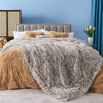 GONAAP Fuzzy Faux Fur Throw Blanket for Couch, Frosty Grey, 50"x60" - color: Frosty Grey, size: Throw(50"x60")