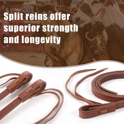 Leather Split Reins with Quick Change Buckles, Heavy Oil Weighted, 5/8 inch x 7 feet,