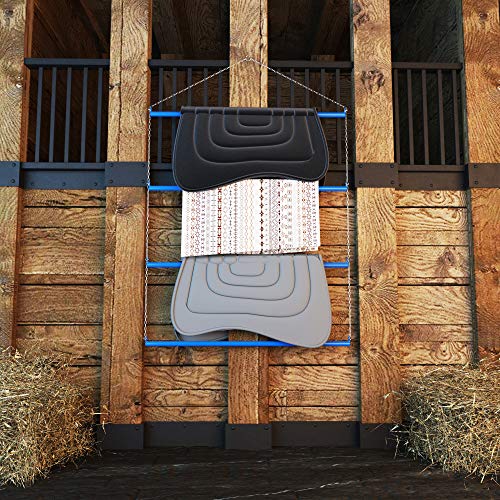 Blanket Rack 33" (Blue). Suitable for Horse Blankets, Saddle Blankets, Pads & Towels. Extra Wide for Western Saddle Blankets and Horse Blankets.
