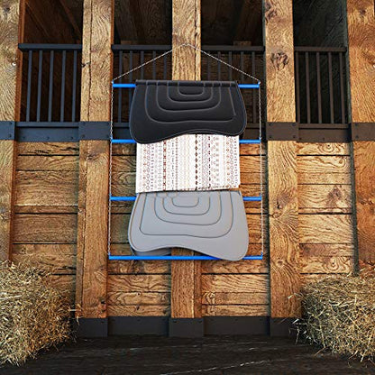 Blanket Rack 33" (Blue). Suitable for Horse Blankets, Saddle Blankets, Pads & Towels. Extra Wide for Western Saddle Blankets and Horse Blankets.
