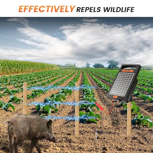 24-Hour Solar Electric Fence Charger, 0.18J, 10-Mile for Livestock - color: Black