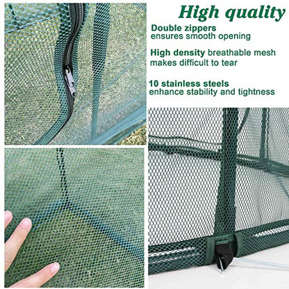 Portable Chicken Run Hen Coop,Walk-in Poultry House,Outdoor Gardening Net,Easy-up Small Animals Enclosure for Protecting Pet and Plant with Metal Frames and 10 Stakes in Backyard and Farm