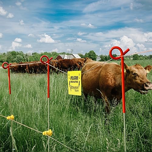 30PCS 41" Electric Fence Step-in Pigtail Posts, Single Rope Stakes - color: Red