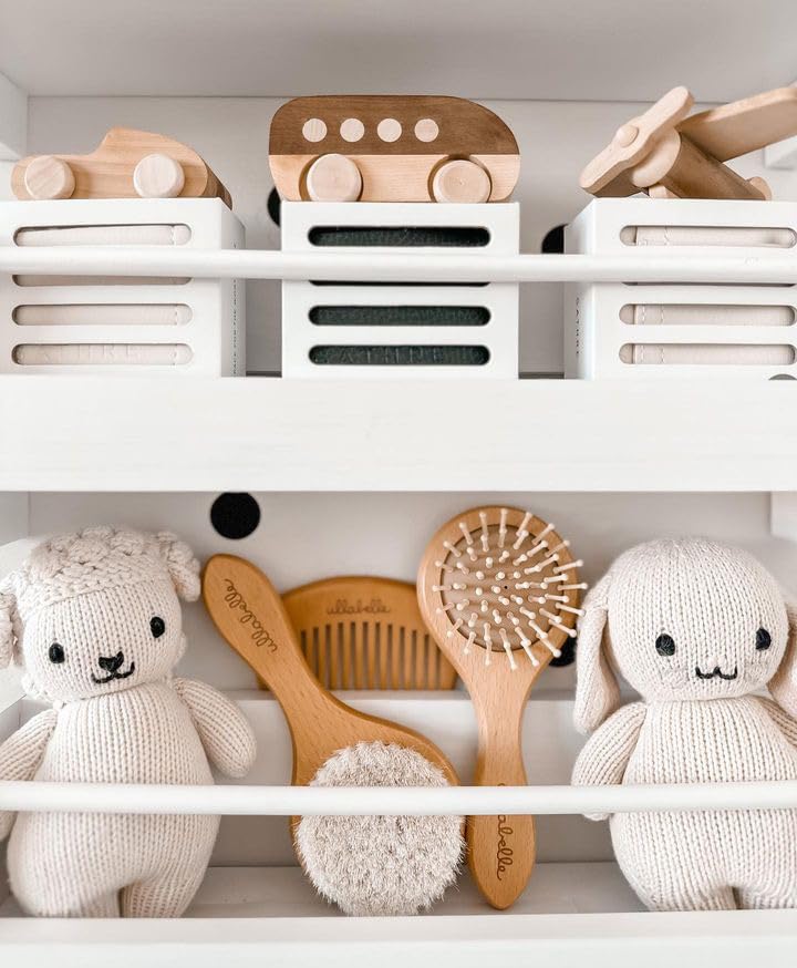 Ullabelle 3 Piece Wooden Baby Hair Brush and Comb Set for Newborns & Toddlers in Chic Gift Box - Ultra Soft Natural Goat Hair and Wood Baby Brush Set Prevents Cradle Cap - Perfect Registry Gift (Sage) - color: Sage