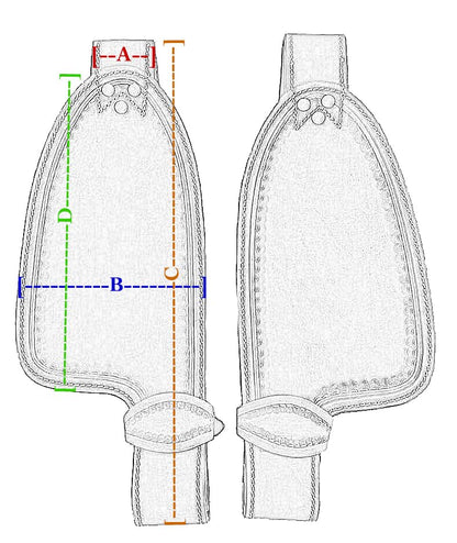 Smooth Leather with Scallop Tooling Replacement Fenders Pair for Pony or Youth Saddle, Brown