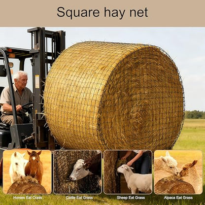Martx 5x5ft Round Bale Hay Net for Horses Slow Feed, Knotless Feeder - size: 5x5ft