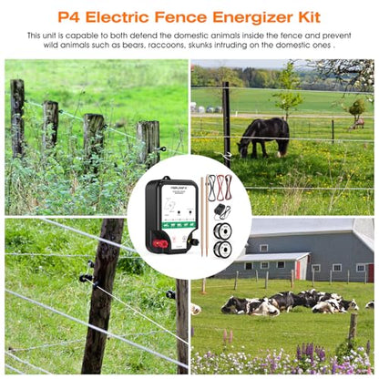 Fence Charger, Electric Fence Energizer Fencing System for Containing Dogs, Livestock and Preventing Wild Animals Intruding
