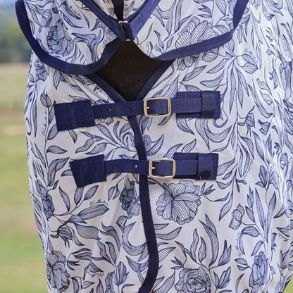 WeatherBeeta ComFiTec Limited Edition Fly Sheet Combo, White/Navy Floral Print, 69" - size: 69"