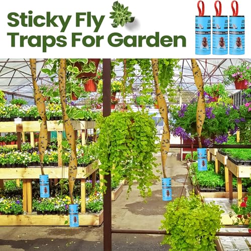 Qualirey 80 Pack Fly Strips Sticky Fly Trap Indoor Outdoor Hanging Ribbon Tape Paper Flying Insect Trap Gnat Killer Traps Catcher for Fruit Flies, Bug, Insect, Pest(Light Blue) - color: Light Blue