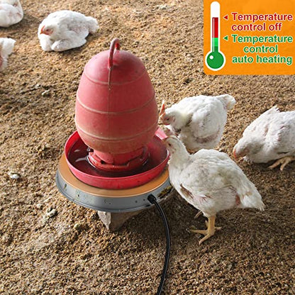 Poultry Chicken Water Heater: Chicken Water Heater Base for Winter, for Plastic/Metal Poultry Watere Under 6 Gallons, Heated Waterer for Chickens 125W - size: 15 inch (1-Pack)