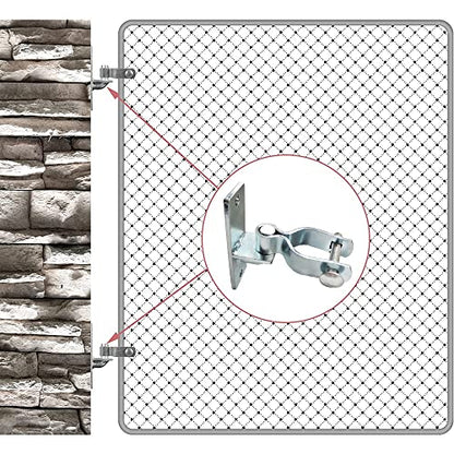 2 Pack 1-3/8 Inch Wall Mount Gate Hinge Metal Hinges Fence Post Chain Link Fence Frame Hinge Outdoor Gate Hardware (Screws Included)