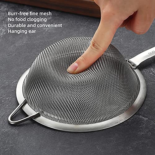 304 Stainless Steel Fine Mesh Strainers for Kitchen, Colander-Skimmer with Handle, Sieve Sifters for Food, Tea, Rice, Oil, Noodles, Fruits, Vegetable - size: 3.35 in Small