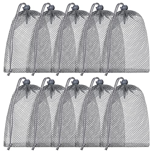 TecUnite 10 Pack Mesh Drawstring Bags for Laundry, 5.5 x 7.5 Inch, Gray - color: Gray, size: 5.5 x 7.5 Inch