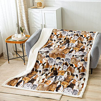 Kids Guinea Pig Fleece Blanket Children Cute Cavy Animal Sherpa Throw Blanket for Bed Sofa Couch Lovely Funny Pet Pattern Fuzzy Blanket Boys Girls Ultra Soft Warm Plush Flannel Blanket 40"x50" - color: Multi 15, size: 40"x50"