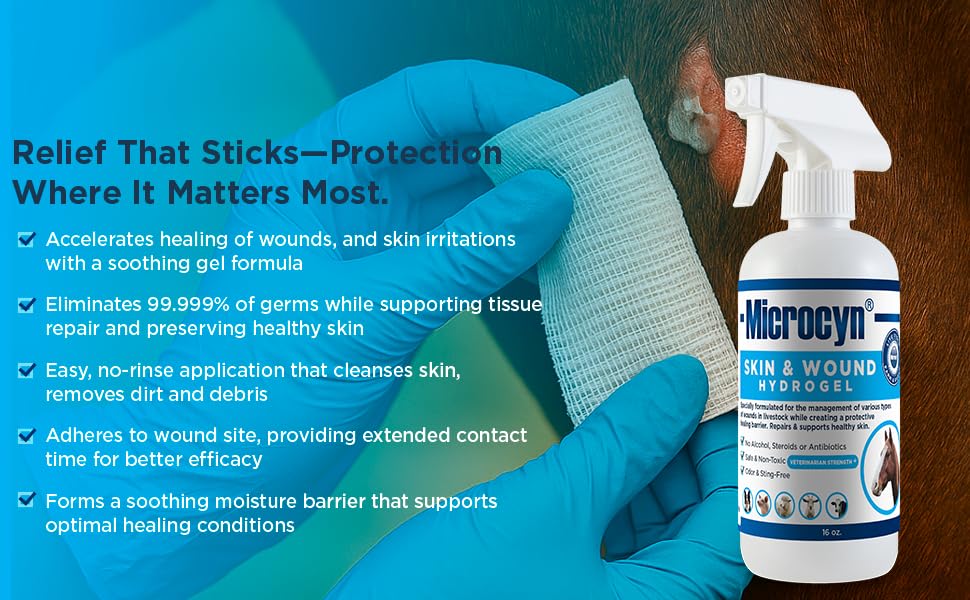 Microcyn Livestock Skin & Wound Hydrogel – 16 oz Moisture-Retaining Protective Barrier for Cuts, Scrapes & Irritated Skin – Professional Farm & Ranch Support