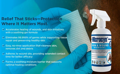 Microcyn Livestock Skin & Wound Hydrogel – 16 oz Moisture-Retaining Protective Barrier for Cuts, Scrapes & Irritated Skin – Professional Farm & Ranch Support